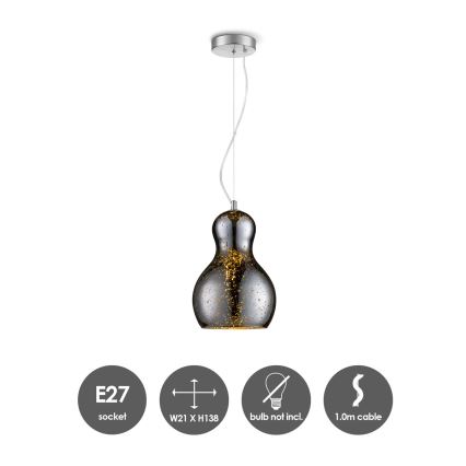 Lustr na lanku BELLO 1xE27/40W/230V pr. 21 cm matný chrom