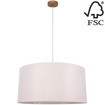 Lustr na lanku BENITA 1xE27/40W/230V krémová/dub – FSC certifikováno