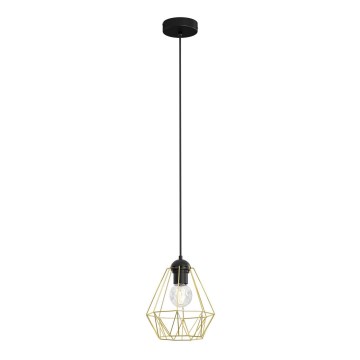 Lustr na lanku BERGEN 1xE27/60W/230V černá/zlatá