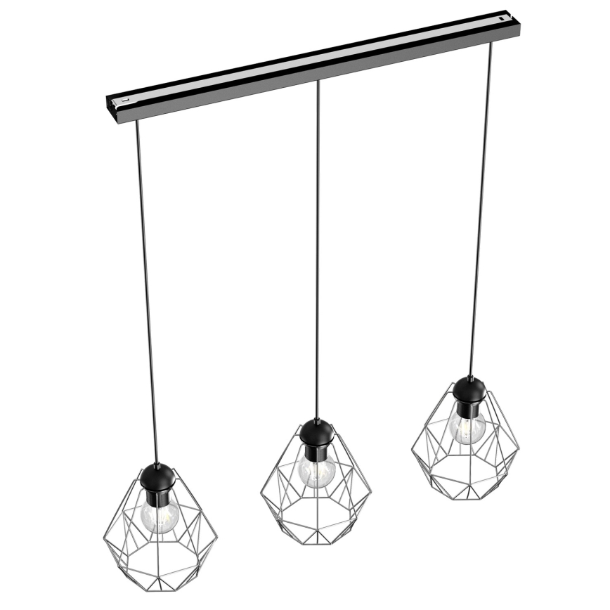 Lustr na lanku BERGEN 3xE27/60W/230V černá/lesklý chrom