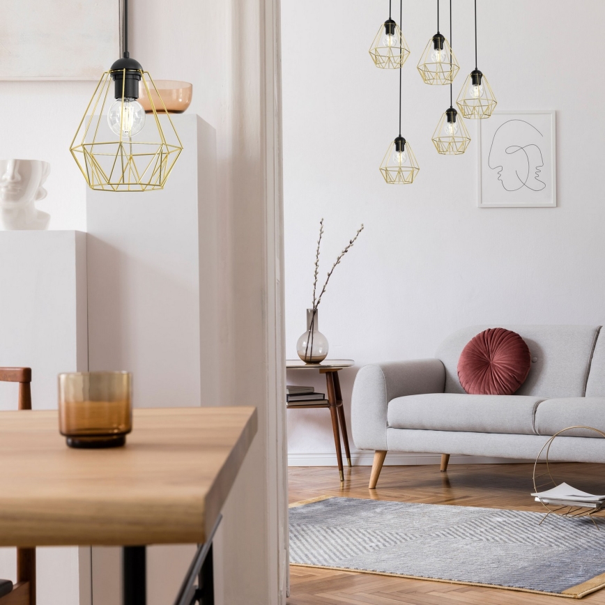 Lustr na lanku BERGEN 5xE27/60W/230V černá/zlatá