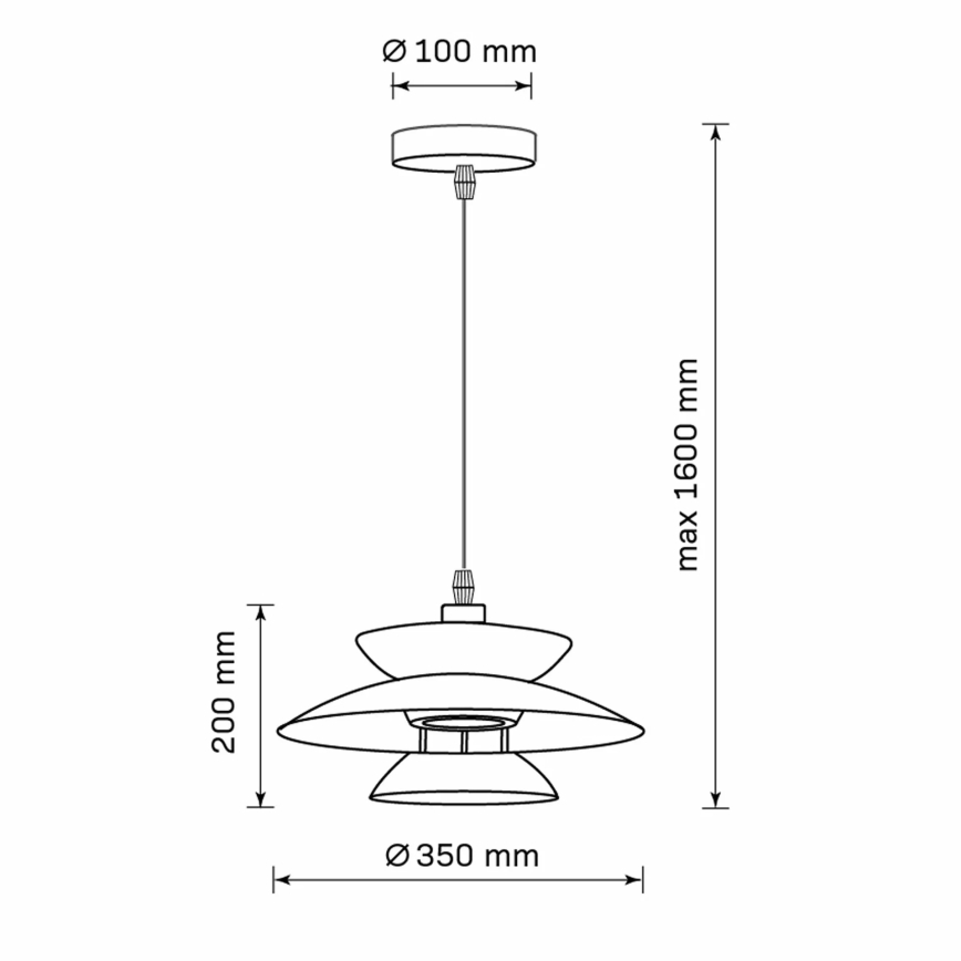 Lustr na lanku BERIT 1xE27/20W/230V černá
