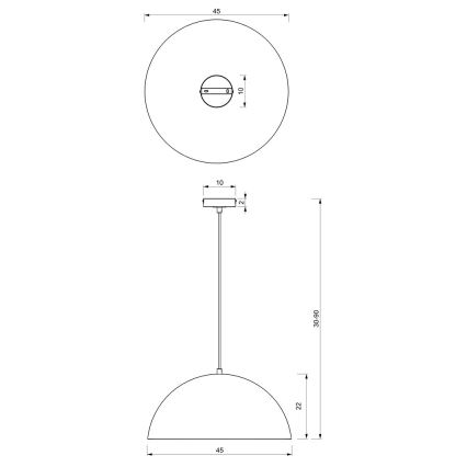 Lustr na lanku BETA 1xE27/60W/230V pr. 45 cm černá