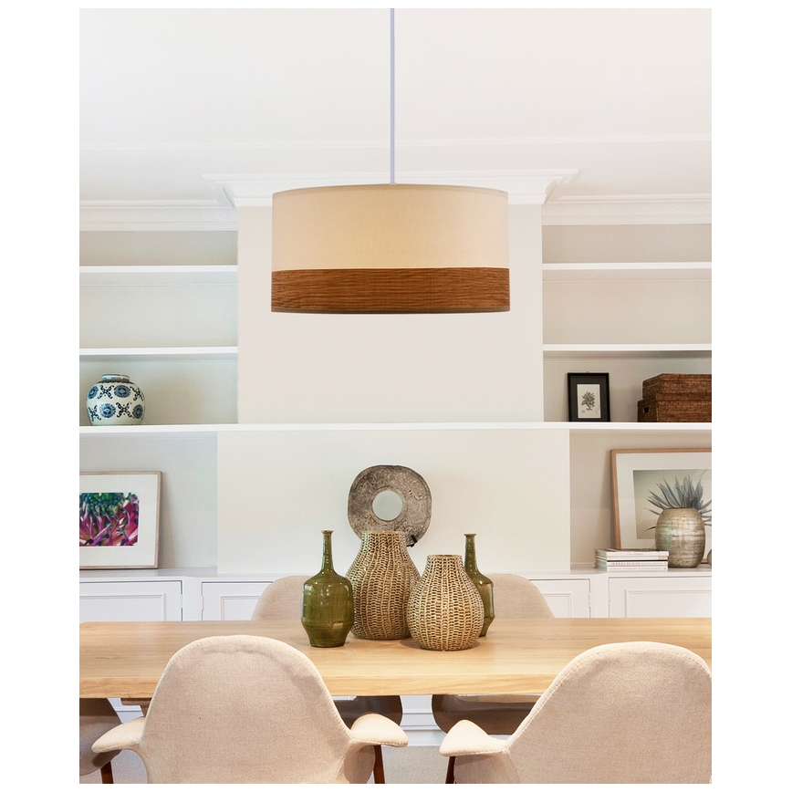 Lustr na lanku BIANCO 1xE27/40W/230V bílá/hnědá