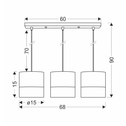 Lustr na lanku BIANCO 3xE27/40W/230V bílá/hnědá