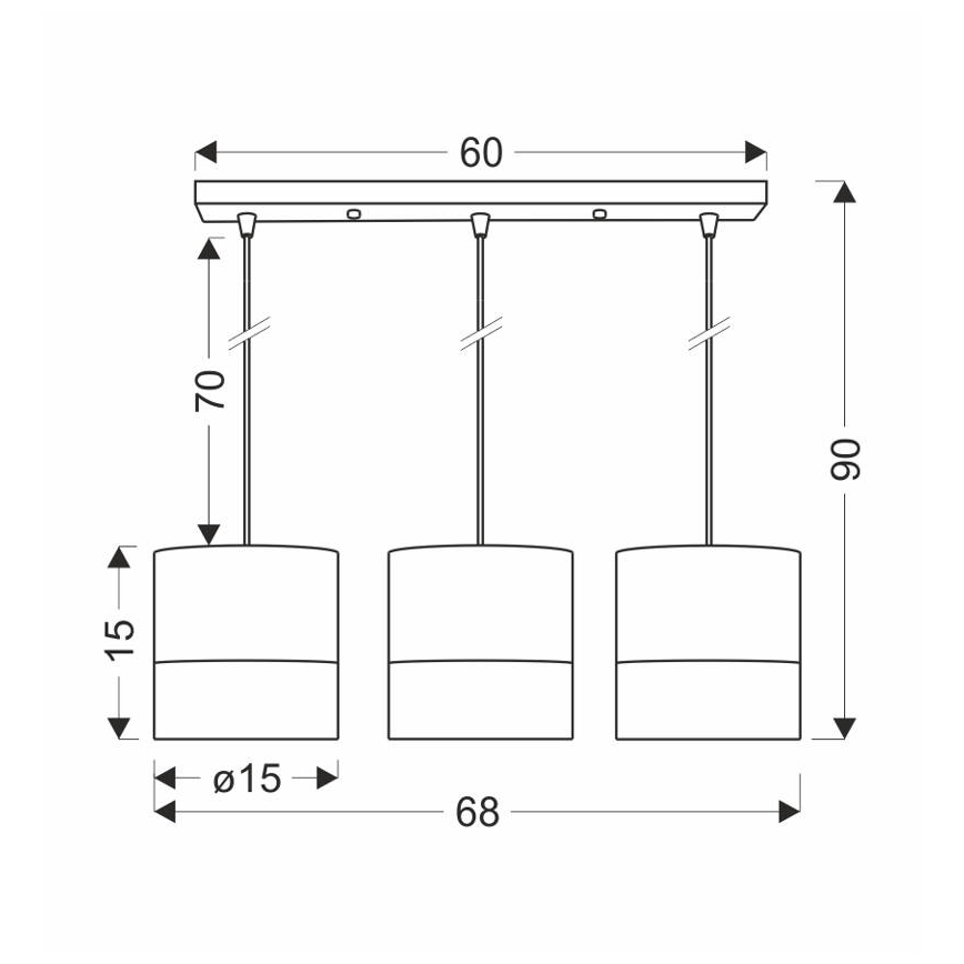 Lustr na lanku BIANCO 3xE27/40W/230V bílá/hnědá