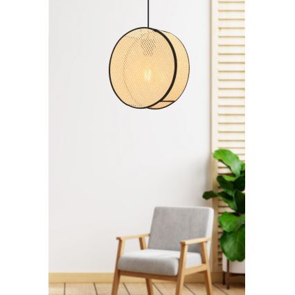 Lustr na lanku BIG DRUM 1xE27/60W/230V béžová/černá