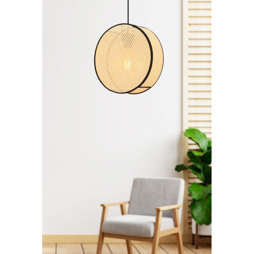 Lustr na lanku BIG DRUM 1xE27/60W/230V béžová/černá