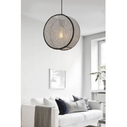 Lustr na lanku BIG DRUM 1xE27/60W/230V šedá/černá