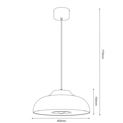 Lustr na lanku BILBAO 1xE27/15W/230V pr. 40 cm mosaz