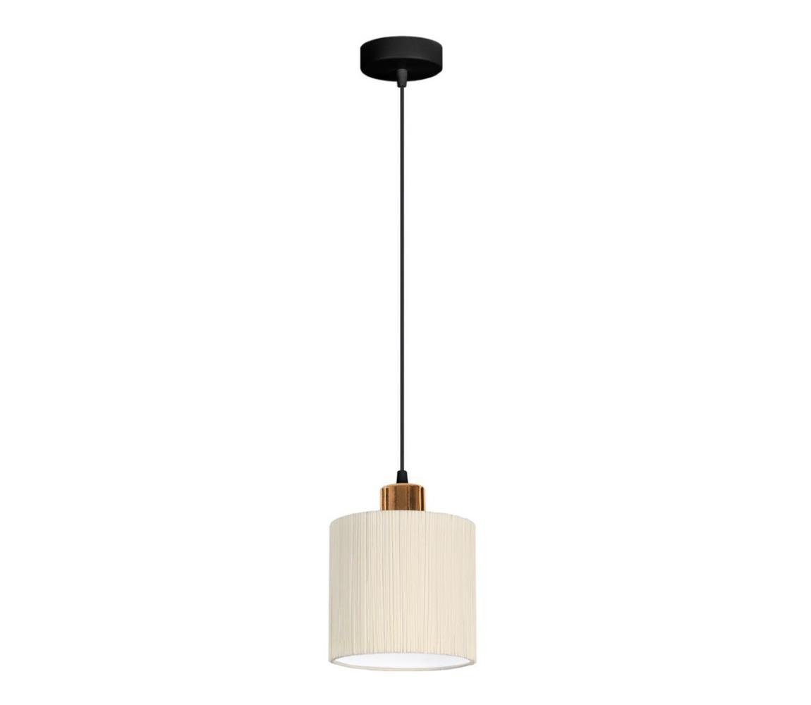 Belis Lustr na lanku BIZO 1xE27/60W/230V béžová/měděná BE0572