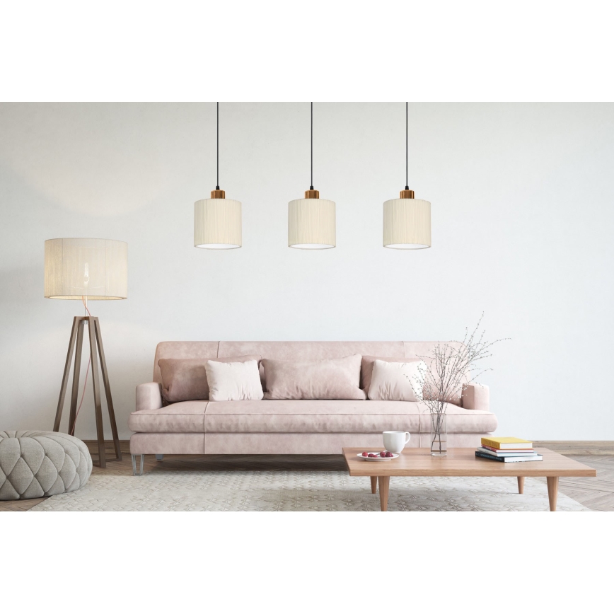 Lustr na lanku BIZO 1xE27/60W/230V béžová/měděná