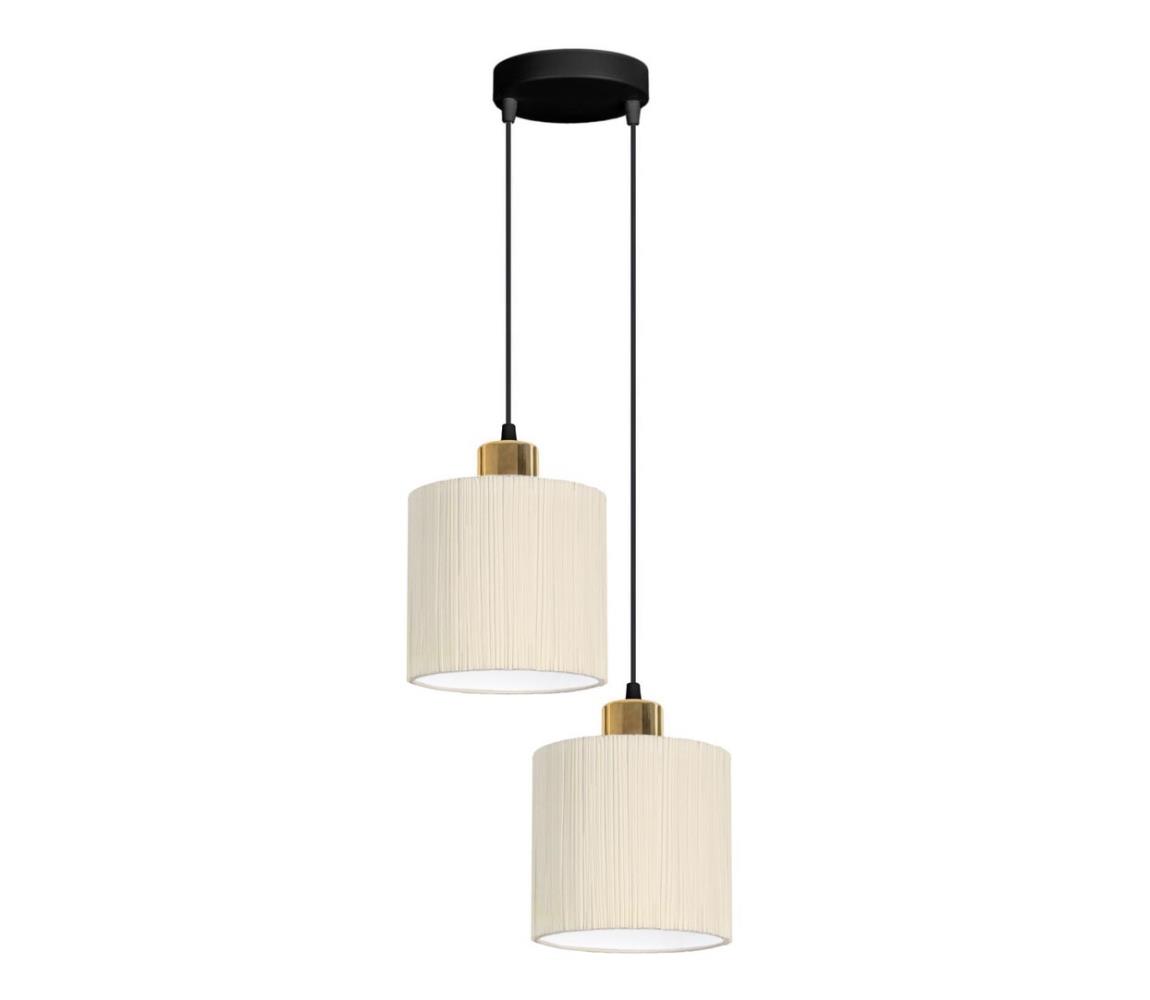 Belis Lustr na lanku BIZO 2xE27/60W/230V béžová/zlatá BE0576