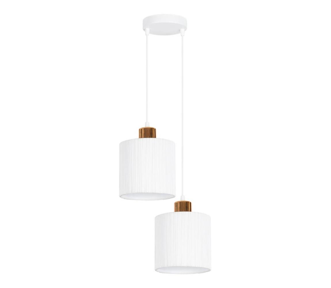 Belis Lustr na lanku BIZO 2xE27/60W/230V bílá/měděná BE0561