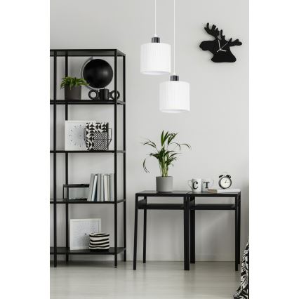 Lustr na lanku BIZO 2xE27/60W/230V bílá/šedá