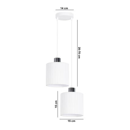 Lustr na lanku BIZO 2xE27/60W/230V bílá/šedá