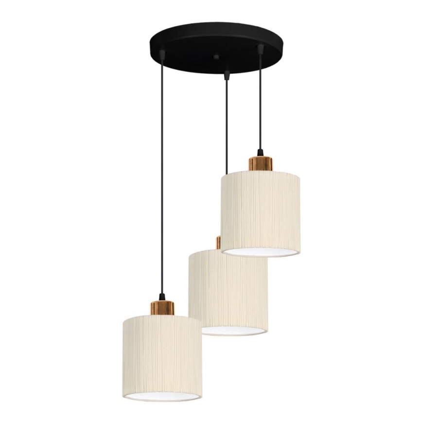 Lustr na lanku BIZO 3xE27/60W/230V béžová/měděná