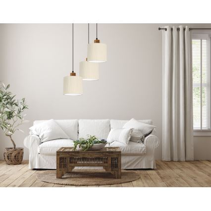Lustr na lanku BIZO 3xE27/60W/230V béžová/měděná