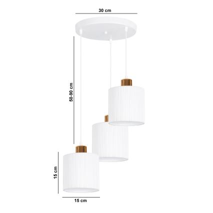 Lustr na lanku BIZO 3xE27/60W/230V bílá/měděná