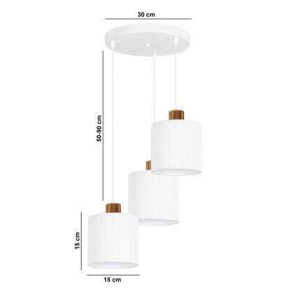 Lustr na lanku BIZO 3xE27/60W/230V bílá/měděná