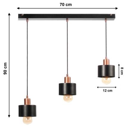 Lustr na lanku BODO 3xE27/60W/230V