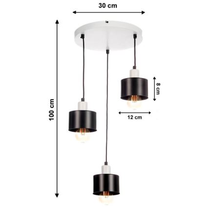 Lustr na lanku BODO 3xE27/60W/230V