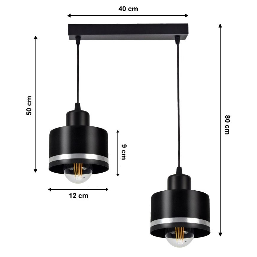 Lustr na lanku BODO SILVER 2xE27/60W/230V