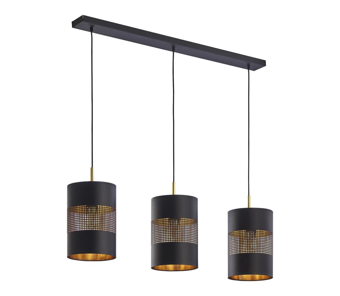 TK Lighting Lustr na lanku BOGART 3xE27/15W/230V černá/zlatá TK3215