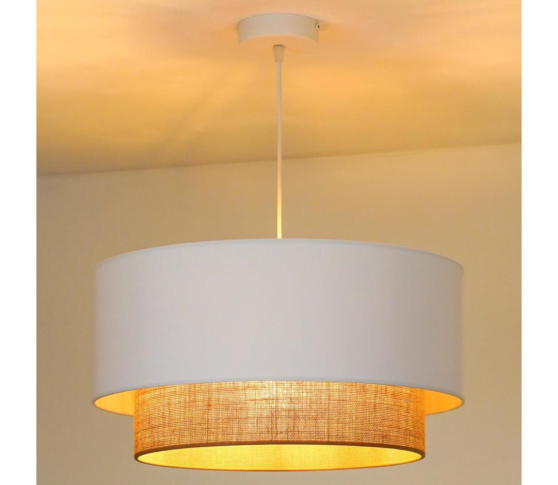 Duolla Lustr na lanku BOHO 1xE27/15W/230V bílá/hnědá DU89811