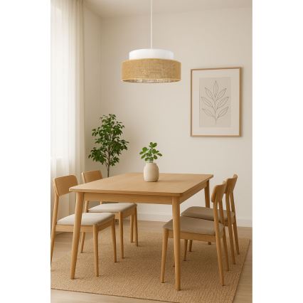 Lustr na lanku BOHO 1xE27/60W/230V bílá/béžová