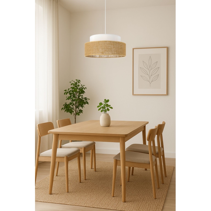 Lustr na lanku BOHO 1xE27/60W/230V bílá/béžová