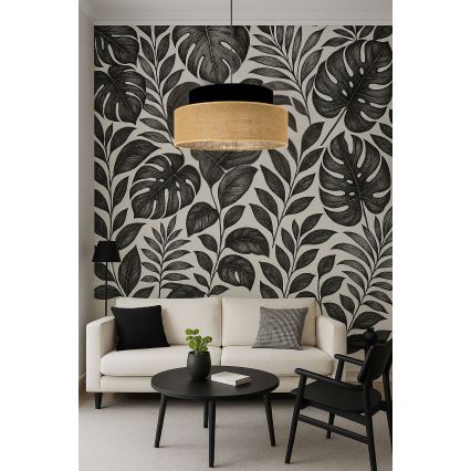 Lustr na lanku BOHO 1xE27/60W/230V černá/béžová