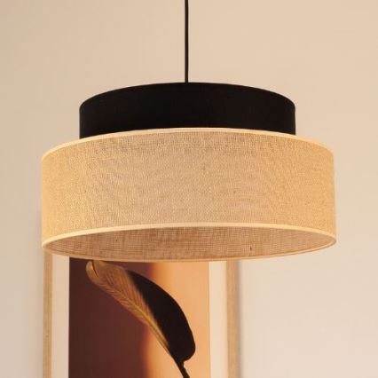 Lustr na lanku BOHO 1xE27/60W/230V černá/béžová