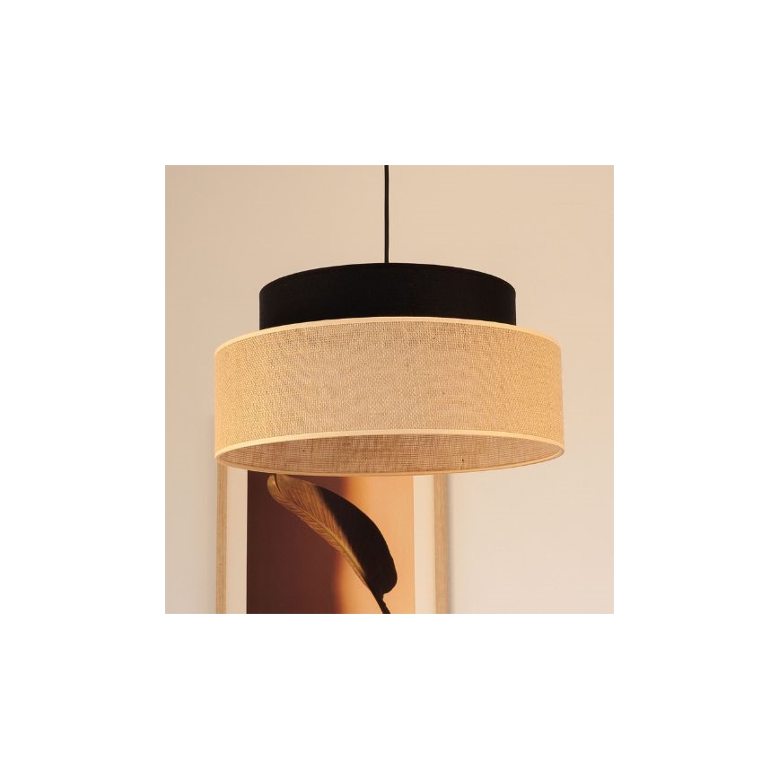 Lustr na lanku BOHO 1xE27/60W/230V černá/béžová