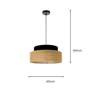 Lustr na lanku BOHO 1xE27/60W/230V černá/béžová