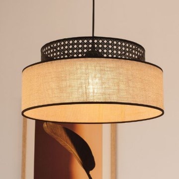 Lustr na lanku BOHO 1xE27/60W/230V černá/ratan