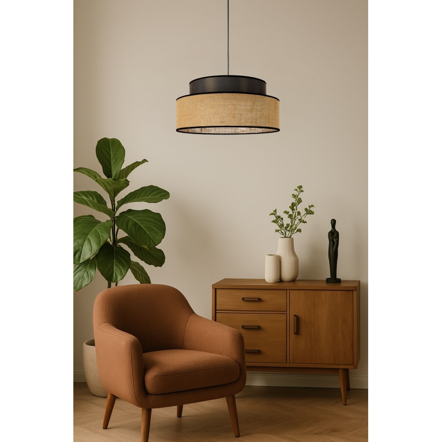 Lustr na lanku BOHO 1xE27/60W/230V hnědá/béžová