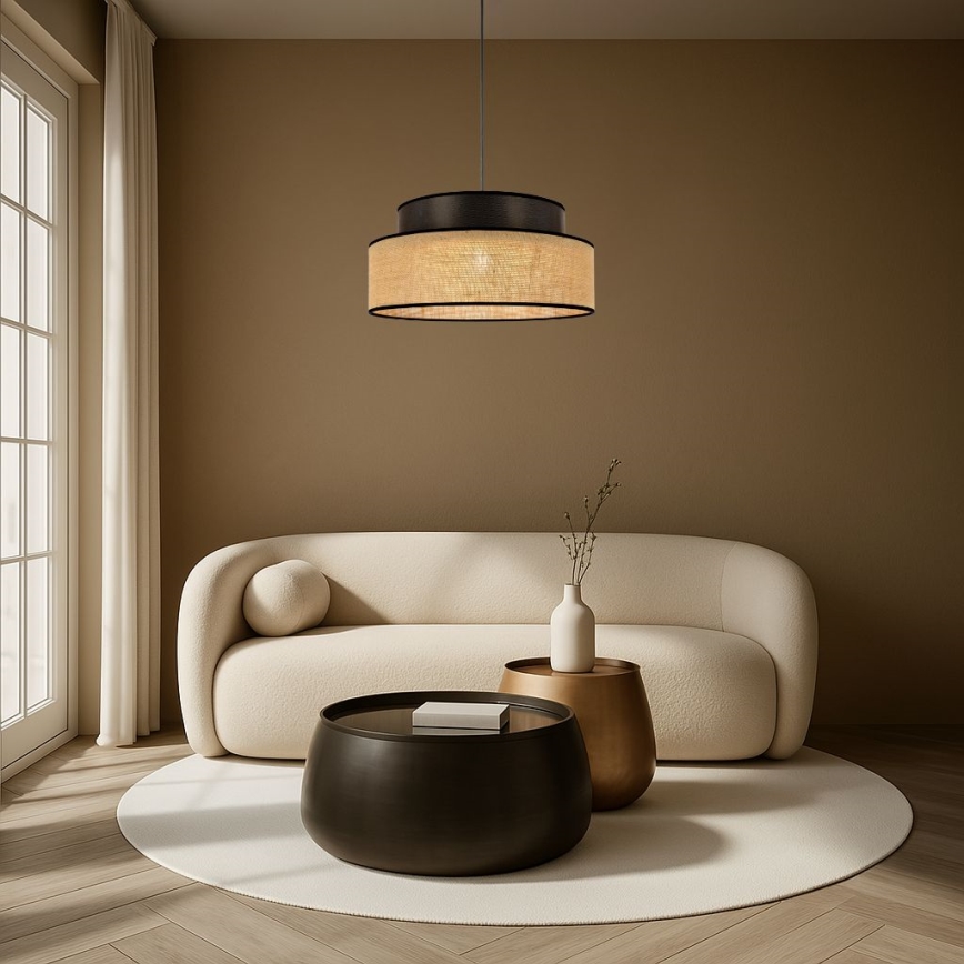 Lustr na lanku BOHO 1xE27/60W/230V hnědá/béžová