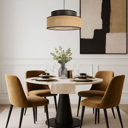 Lustr na lanku BOHO 1xE27/60W/230V hnědá/béžová