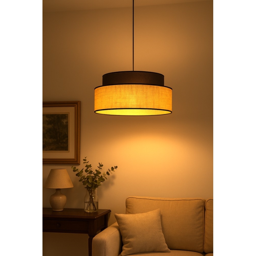Lustr na lanku BOHO 1xE27/60W/230V hnědá/béžová
