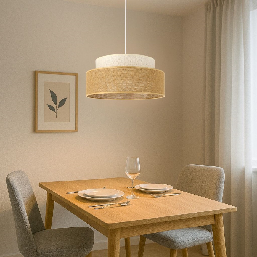 Lustr na lanku BOHO 1xE27/60W/230V krémová/béžová