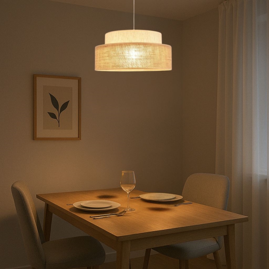 Lustr na lanku BOHO 1xE27/60W/230V krémová/béžová