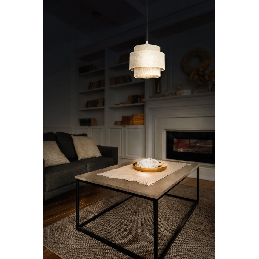 Lustr na lanku BOHO 1xE27/60W/230V pr. 20 cm bílá