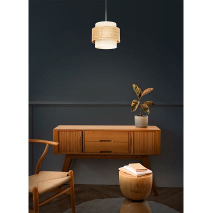 Lustr na lanku BOHO 1xE27/60W/230V pr. 20 cm juta/krémová