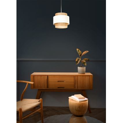Lustr na lanku BOHO 1xE27/60W/230V pr. 20 cm krémová/juta