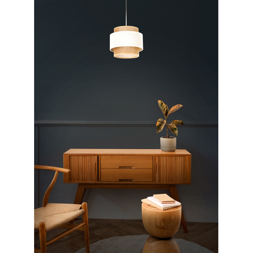 Lustr na lanku BOHO 1xE27/60W/230V pr. 20 cm krémová/juta