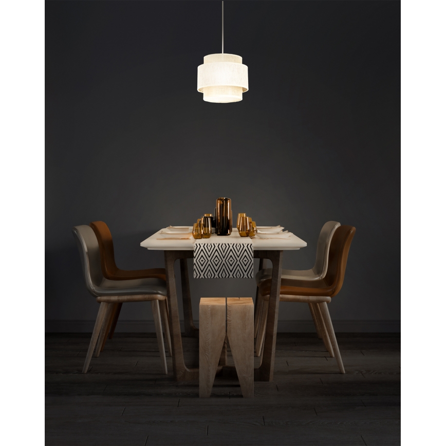 Lustr na lanku BOHO 1xE27/60W/230V pr. 20 cm krémová/juta