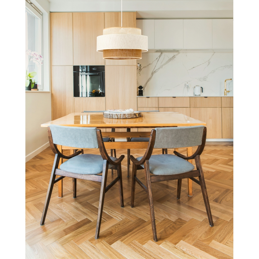 Lustr na lanku BOHO 1xE27/60W/230V pr. 40 cm bílá/juta