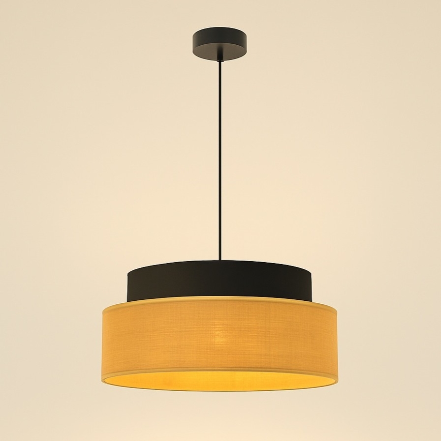 Lustr na lanku BOHO 1xE27/60W/230V pr. 40 cm černá/béžová