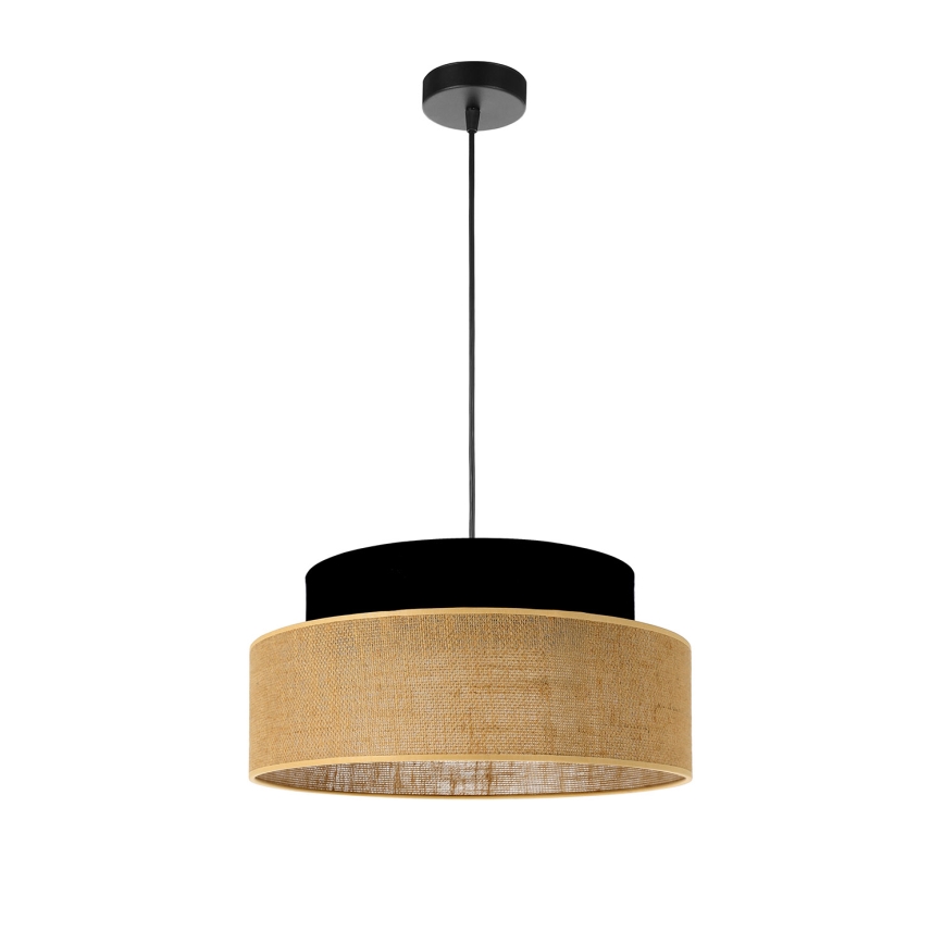 Lustr na lanku BOHO 1xE27/60W/230V pr. 40 cm černá/béžová